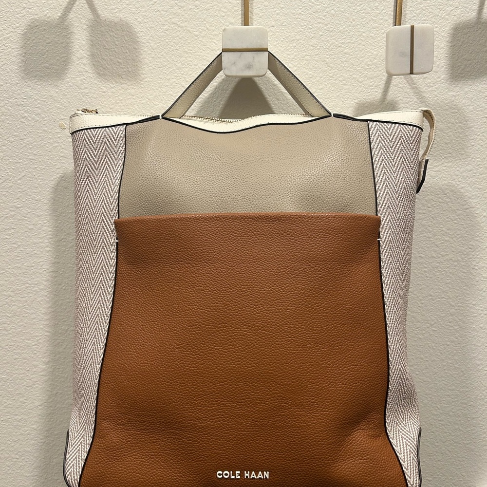 Cole Haan Brown and Cream Tote Backpack